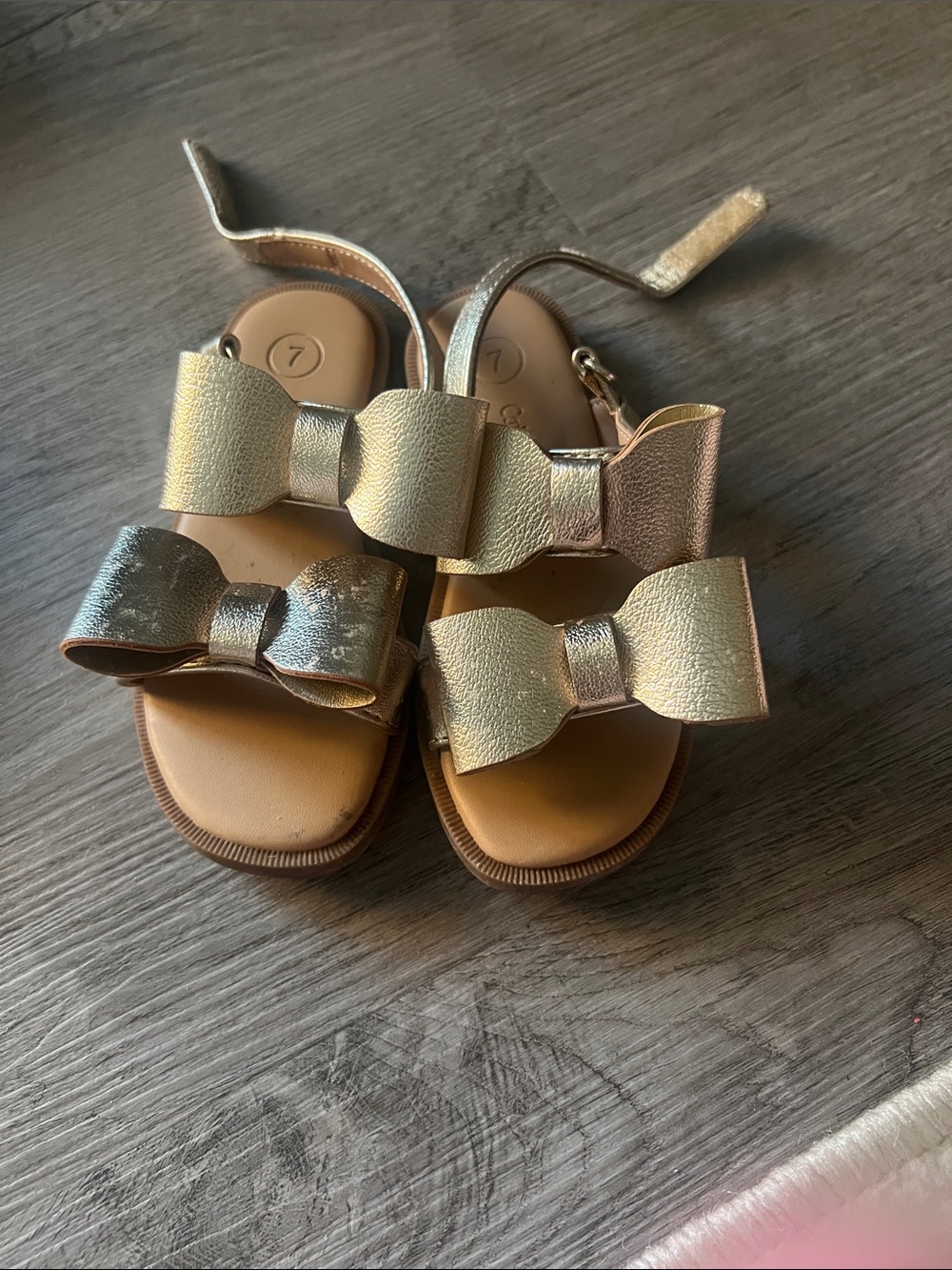 Cat & Jack Metallic Gold Bow Sandals for Kids